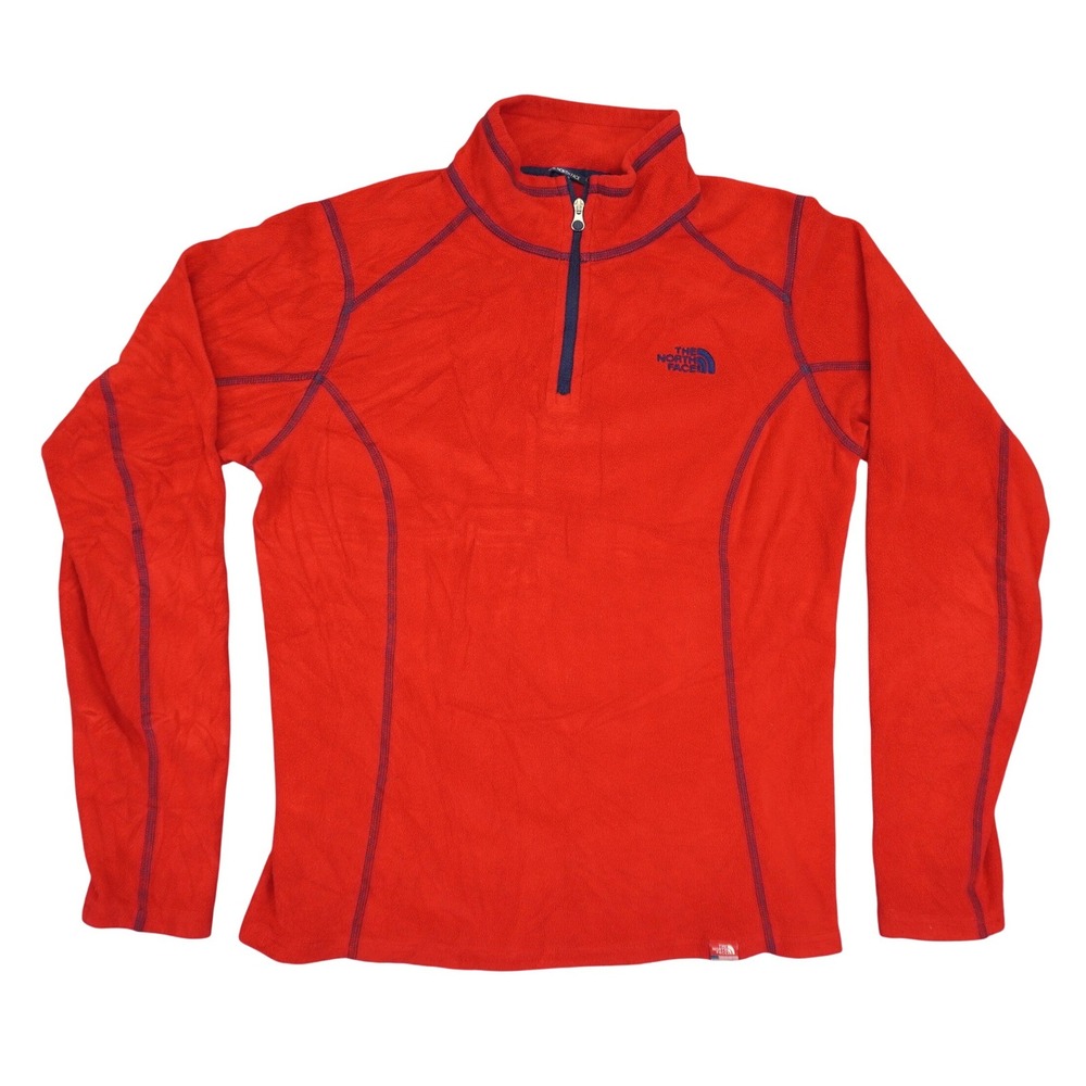 The North Face Fleece Pullover Womens Small Red Quarter Zip TKA 100 RU14